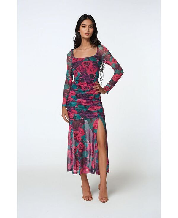 ベベ レディース トップス ワンピース オープンバック ミディワンピース メッシュ ミディ Bebe Womens Mesh Open Back Midi Dress Black rose ブラック