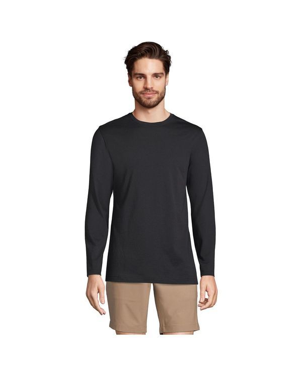 ランズエンド メンズ トップス Tシャツ コットン Lands End Mens Long Sleeve Cotton Supima Tee Black ブラック
