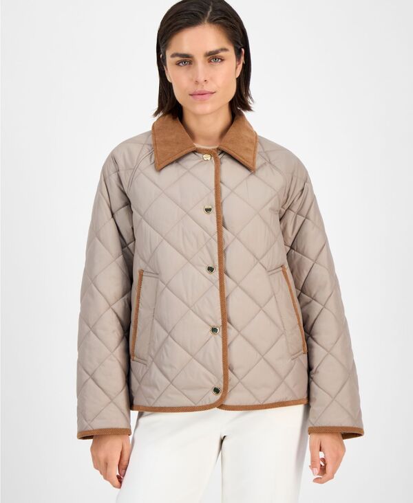 ロンドンフォグ レディース アウター ジャケット・ブルゾン コーデュロイ キルティング コート London Fog Womens Reversible Quilted CorduroyTrim Co