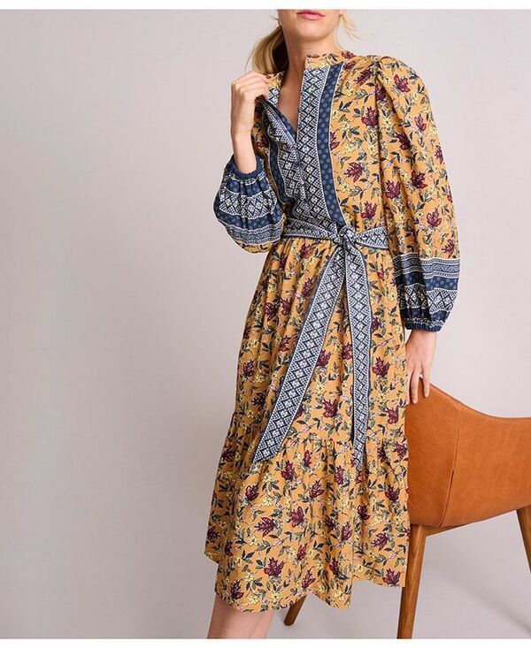 アンタックイット レディース トップス ワンピース プリント UNTUCKit Womens Printed Flora Dress Tan タン