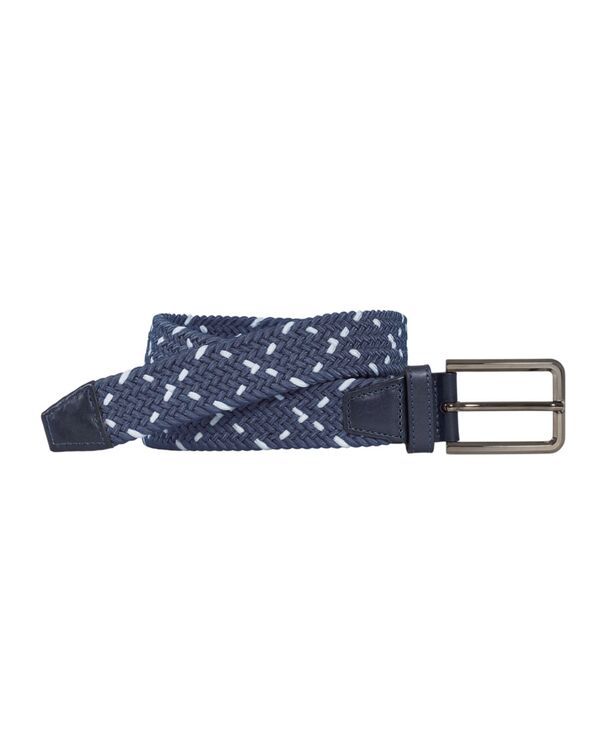 ジョンストンアンドマーフィー メンズ アクセサリー ベルト ニット Johnston Murphy Mens Woven Stretch Knit Belt Navy White ホワイト