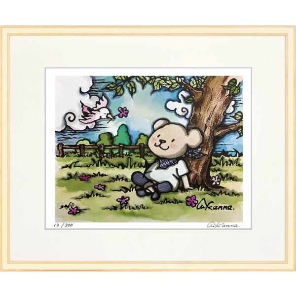 日本の名画 絵画 ジークレー版画 額装絵画 KANNA 「しあわせのハナ」 四ッ切