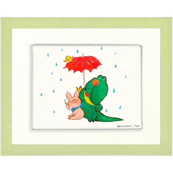 日本の名画 絵画 ジークレー版画 額装絵画 どうなつみ 「雨降り」 インチ (キャンバスジグレー)