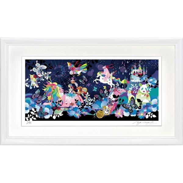 日本の名画 絵画 ジークレー版画 額装絵画 ホラグチカヨ 「寂しさにおしつぶされそうな夜には」 630X355mm