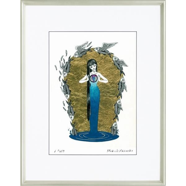 日本の名画 絵画 ジークレー版画 額装絵画 荒巻まりの 「波、立つ」 大衣 11,476円