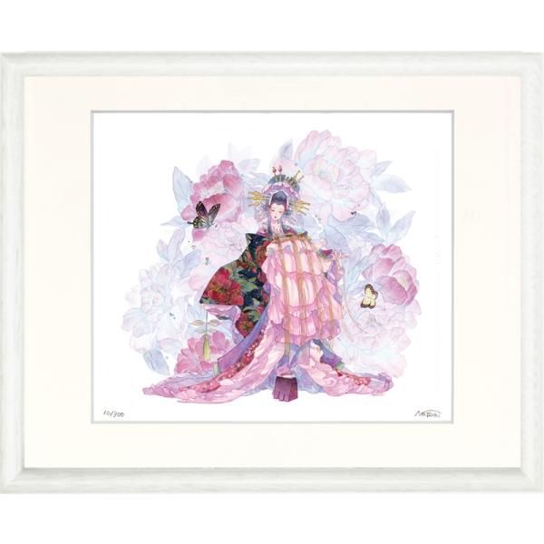 日本の名画 絵画 ジークレー版画 額装絵画 名司生 「立てば芍薬」 四ッ切 6,660円