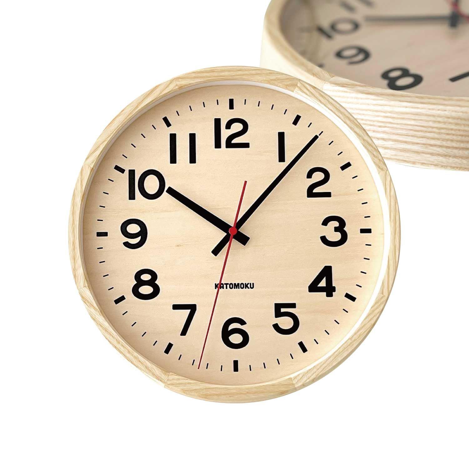 KATOMOKU Muku Clock 15 ナチュラル km-107NARC 掛け時計 連続秒針 直径30.0cm (電波時計) 国内発送