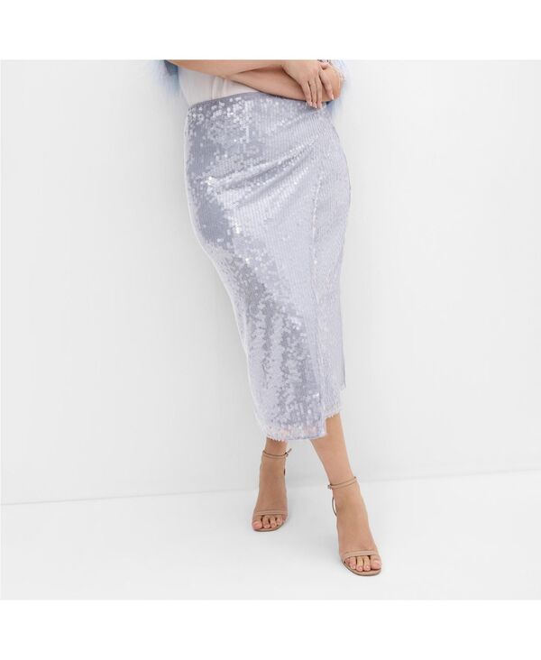 シティーシック レディース ボトムス スカート プラスサイズ ミディ スパンコール CITY CHIC Womens Plus Size Sequin Midi Skirt Sky blue ブルー