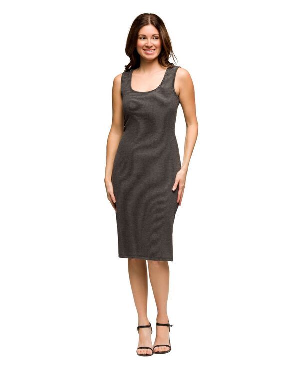 24 セブンコンフォート レディース トップス ワンピース サイドスリット ミディワンピース ミディ ノースリーブ 24seven Comfort Apparel Womens Fitted Slee