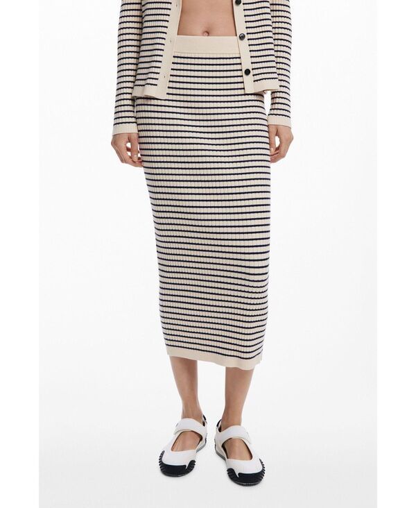 デジグアル レディース ボトムスカート ミディ ニット Desigual Womenstriped knit midi skirt Off white オフホワイト
