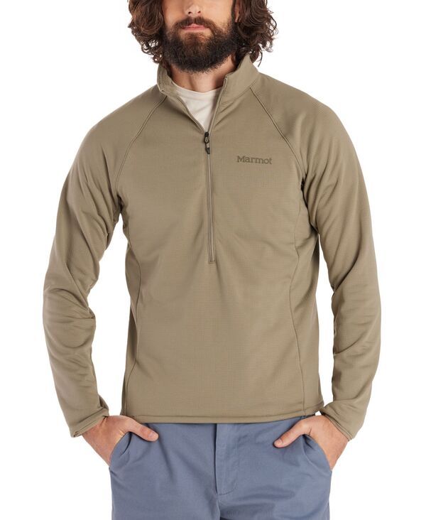 マーモット メンズ アウター ジャケット・ブルゾン ロゴ フリース ジャケット Marmot Mens Leconte Fleece HalfZip Logo Jacket Vetiver