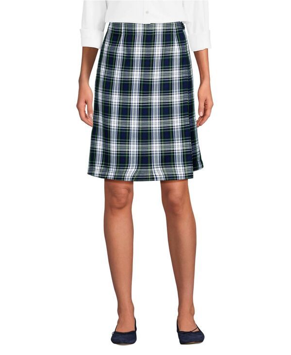ランズエンド レディース ボトムス スカート A ライン Lands End School Uniform Womens Plaid A Line Tab Skort Top of Knee Whit