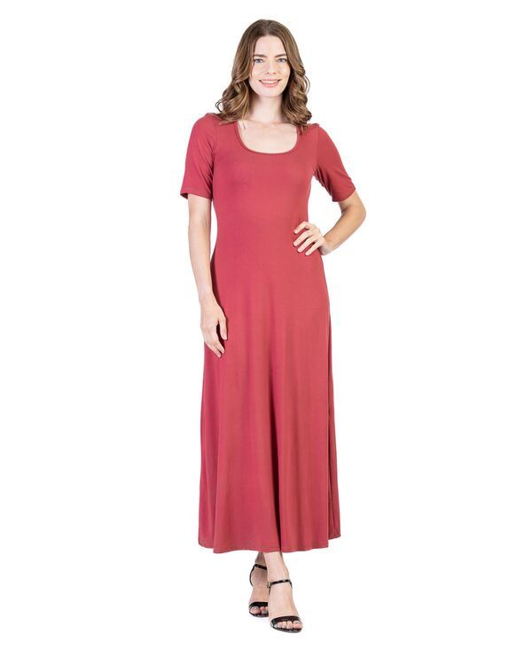 24 セブンコンフォート レディース トップス ワンピース マキシワンピース プチ マキシ 24seven Comfort Apparel Petite Casual Maxi Dress Brick 11,985円