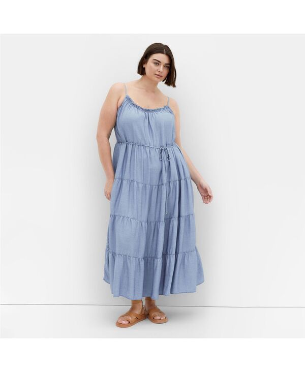 シティーシック レディース トップス ワンピース マキシワンピース マキシ CITY CHIC Womens Island Tier Maxi Dress Light wash