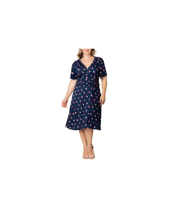 キヨナ レディース トップス ワンピース プラスサイズ ギャザー Kiyonna Plus Size Jemma Ruched Tie Dress Navy dot duo ネイビー 26,520円