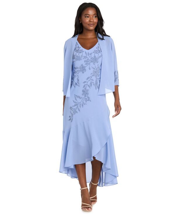 【送料無料】 アールアンドエムリチャーズ レディース ジャケット・ブルゾン アウター Petite Georgette TeaLength VNeck Dress with Removable Jac