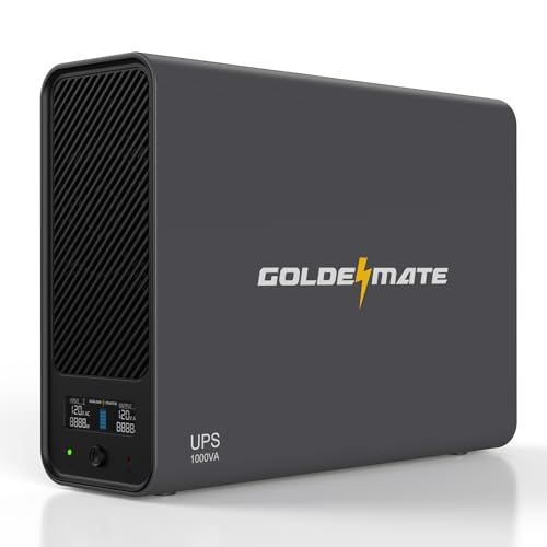 GOLDENMATE 無停電電源装置 UPS 1000VA Pro/600W リン酸鉄リチウムイオン電池採用 153Wh 常時商用給電 正弦波 ネットワーク機器 通信システム ホームオフィス 家庭用の高効率バックアップ電源 8ポート ダークグ cc66af15