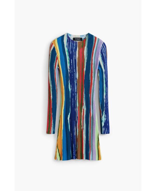 デジグアル レディース トップス ワンピース リブ Desigual Womens Ribbedress with colored stripes Multi マルチカラー