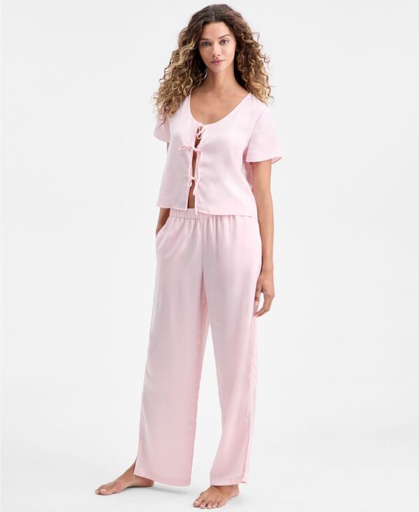ステートオブデイ レディース アンダーウェア ナイトウェア クレープ パンツ 半袖 State of Day Womens Crepe de Chine 2Piece ShortSleeve Top