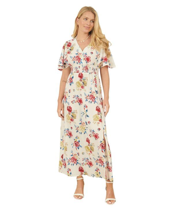 ユミキム レディース トップス ワンピース Vネック ギャザー ミディ Yumi Womens Ruched Waist VNeck Midi Dress Ivory アイボリー