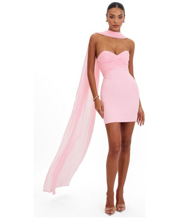 ミスサークル レディース トップス ワンピース ミニ ストラップレス Miss Circle Womens Olivia Rose Pink Strapless Crossover Mini Dres
