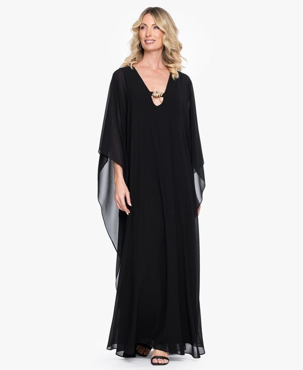 ベッツィアンドアダム レディース トップス ワンピース Vネック Betsy Adam Womens VNeck Long Kaftan Dress Black ブラック