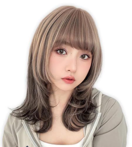 [ブライトララ] ウィッグ ロング ミディアム レイヤー 派手 金髪 ピンク かつら レディース 自然 メッシュ 可愛い hf2017-TYKpms
