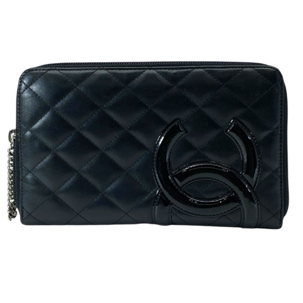 CHANEL シャネル Cambon Line カンボンライン 長財布 ラウンドファスナー オーガナイザー ココマーク キルティング 12260522 ラムスキン ブラック 高級感 上品 本革 レザー コンパクト 収納力 ビジネス メンズ レディース ギ