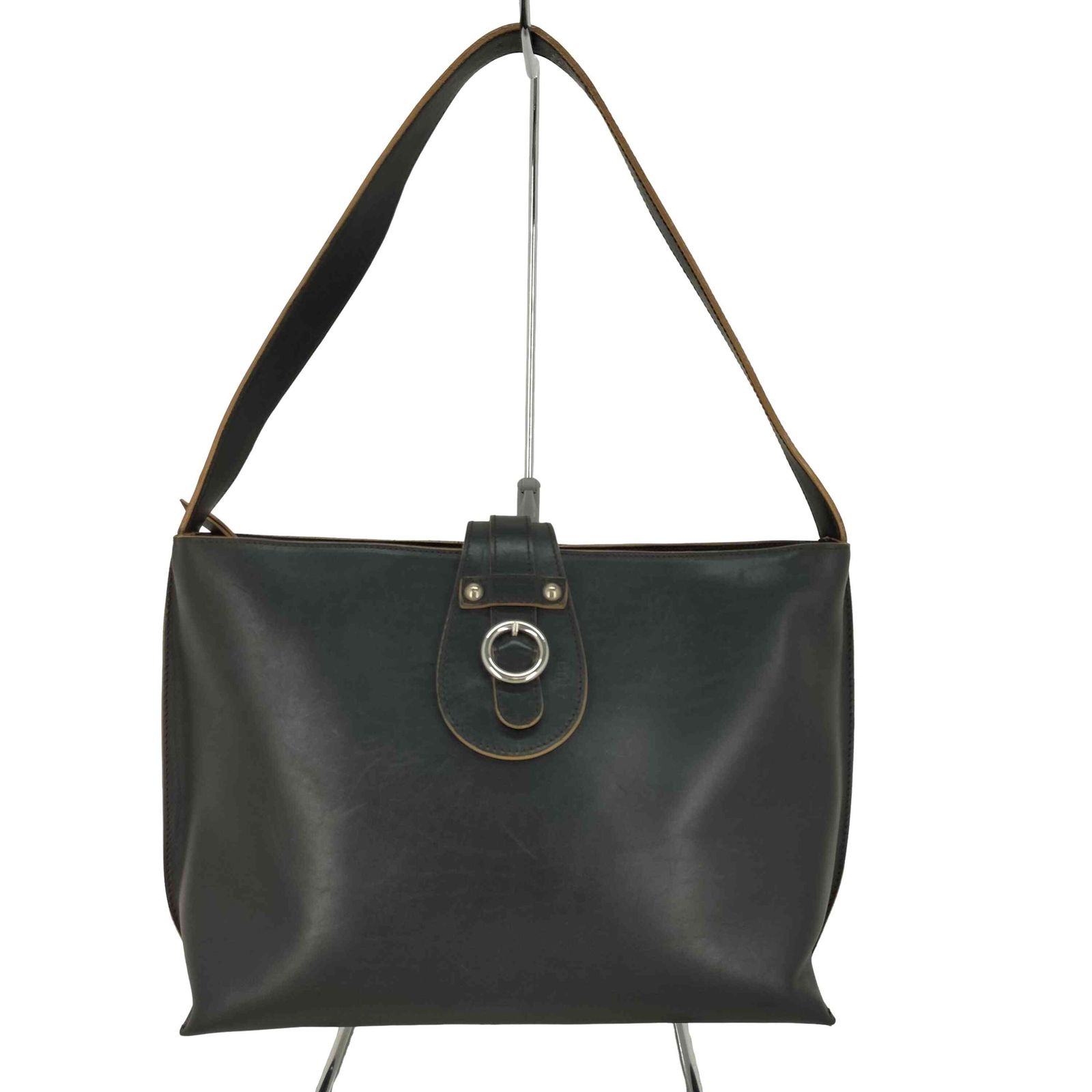 FURLA 黒レザー ハンドバッグ トートバッグ Y2K ブラック レディース 