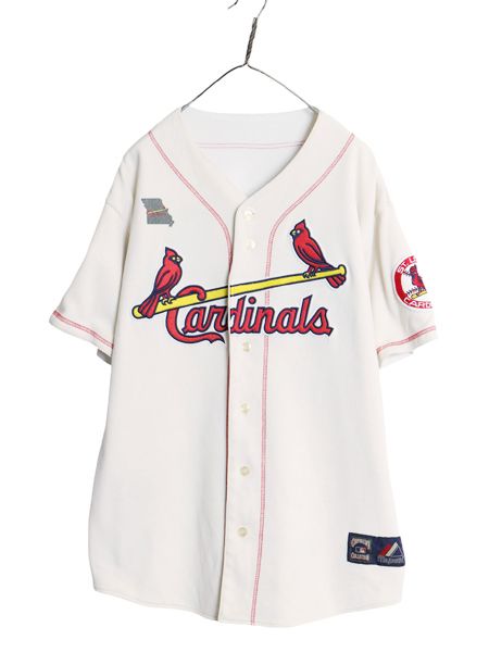【お得なクーポン配布中!】 カージナルス リバーシブル ベースボール シャツ メンズ XL MLB オフィシャル マジェスティック ユニフォーム ダブルフェイス 大きいサイズ