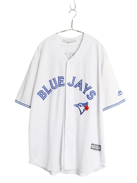 【お得なクーポン配布中!】 ブルージェイズ ベースボール シャツ メンズ XL MLB オフィシャル マジェスティック 大リーグ ユニフォーム ゲームシャツ 大きいサイズ 白