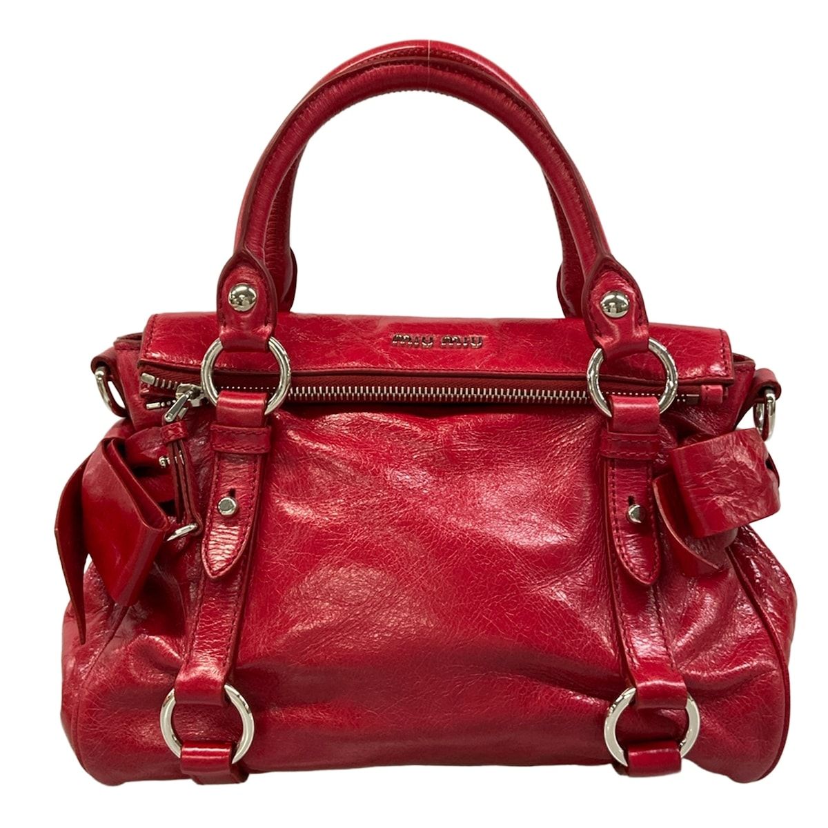 miumiu(ミュウミュウ) ハンドバッグ ヴィッテロルクス RT0438 レッド リボン レザー