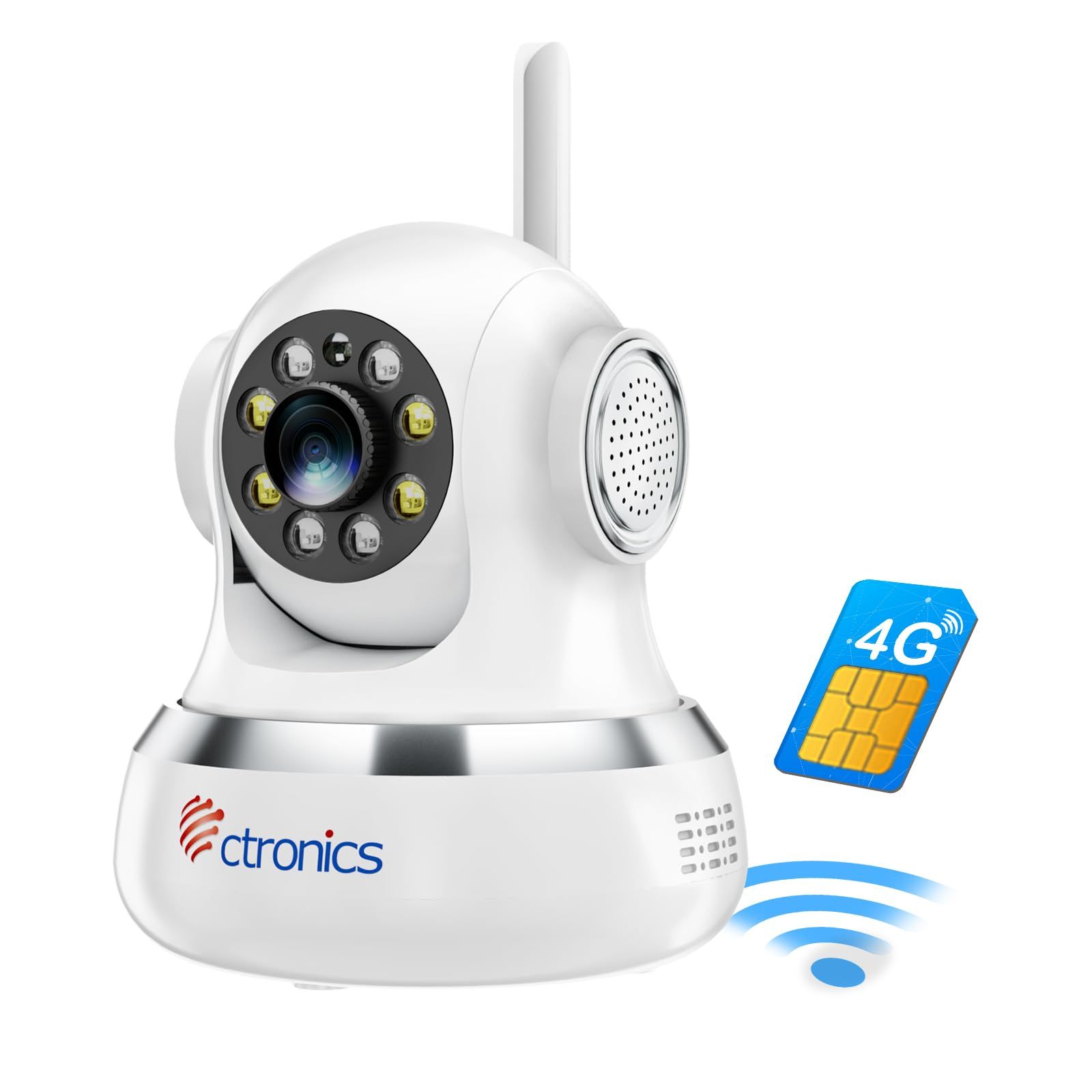 【 WiFi不要 SIMカード付属 】 Ctronics 防犯カメラ 4G LTE 300MBデータ体験 室内見守り AI検知 自動追跡【ホワイト】 | 24時間常時録画,スマホ/PC遠隔操作,スマート暗視,声光威嚇,アラーム通知,壁掛け/天井吊下げ,パpms 20,120円