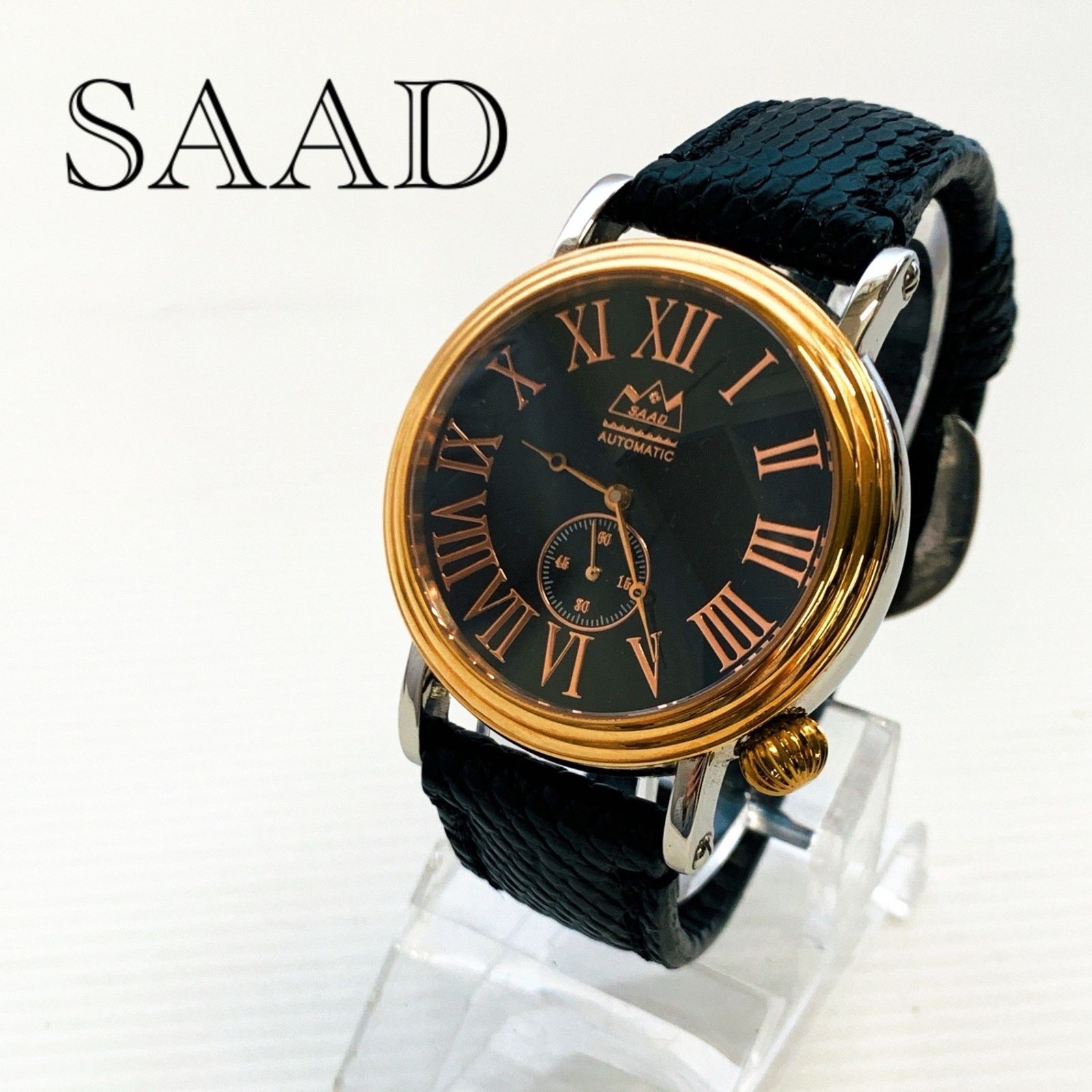SAAD サード 腕時計 AUTOMATIC 自動巻き アナログ ウォッチ 黒文字盤