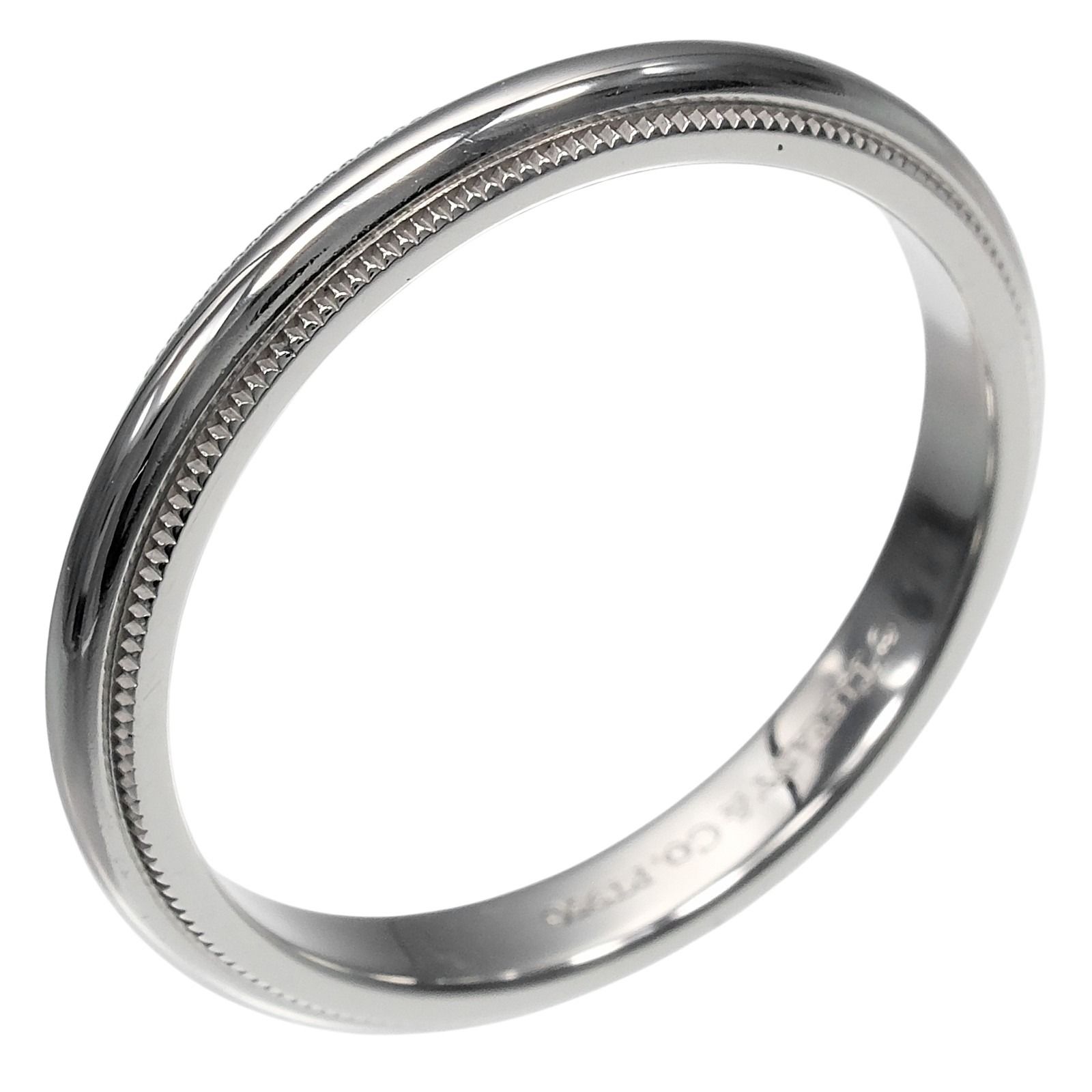 【TIFFANY&Co.】ティファニー トゥギャザー ミルグレイン 3mmバンド Pt950プラチナ 16号 メンズ 5.37g リング・指輪