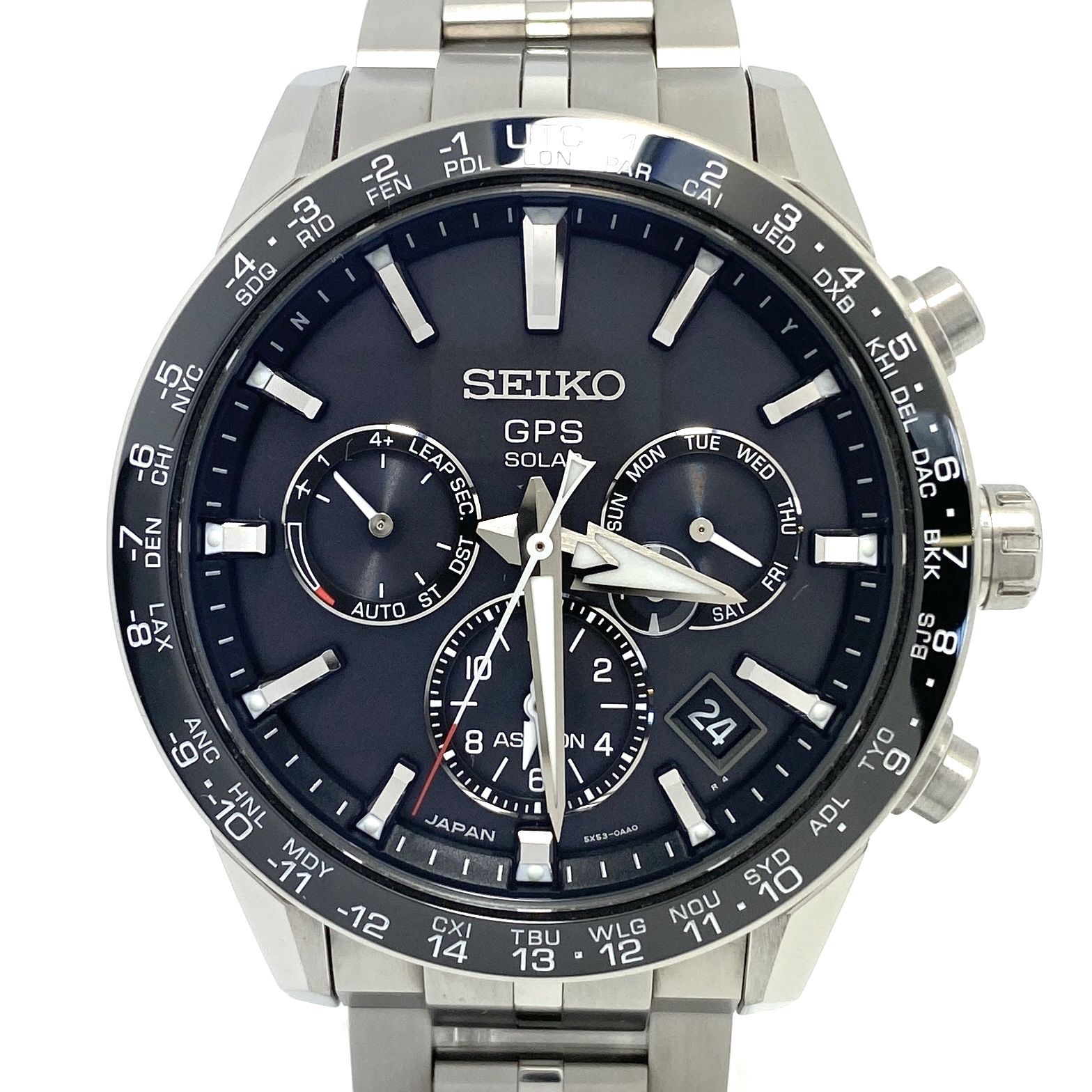 【美品】腕時計 メンズ セイコー SEIKO アストロン SBXC003 5X53-0AB0 GPSソーラー 黒 デイト表示 チタニウム