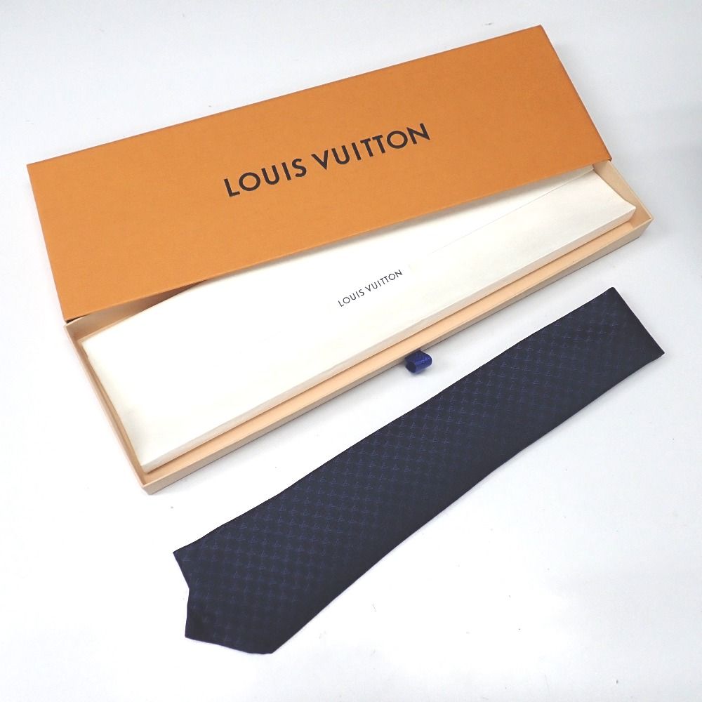 Ft646831 ルイ・ヴィトン ネクタイ ネクタイ・LV フィッシュネット 8CM クラシック M95670 ネイビー メンズ LOUIS VUITTON 中古