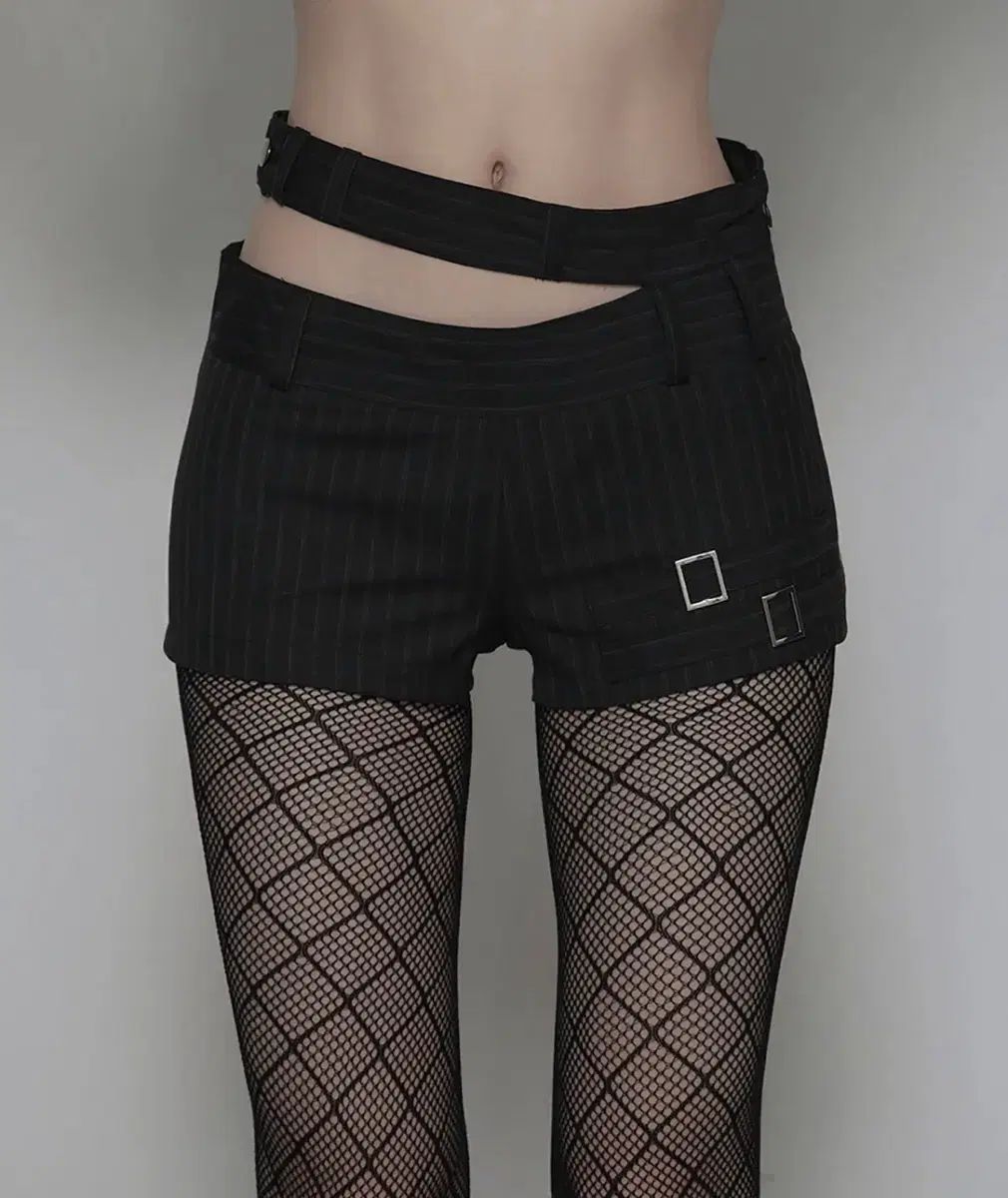 ck 2 ウエストバンド ストライプ マイクロ ショートパンツ (BLACK)