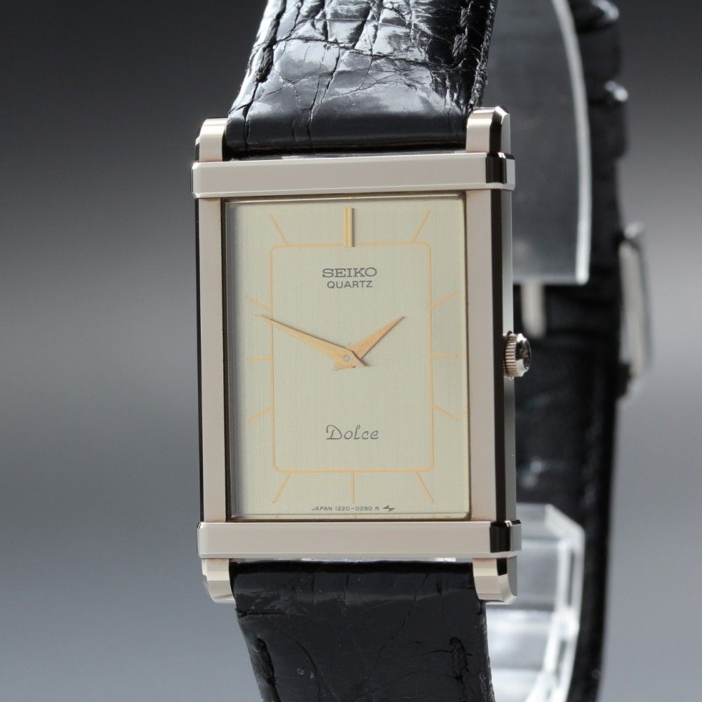 【稼働品】 SEIKO ドルチェ 1220-5110 ゴールド タンク タングステン クオーツ メンズ 腕時計 1984年製 #17706