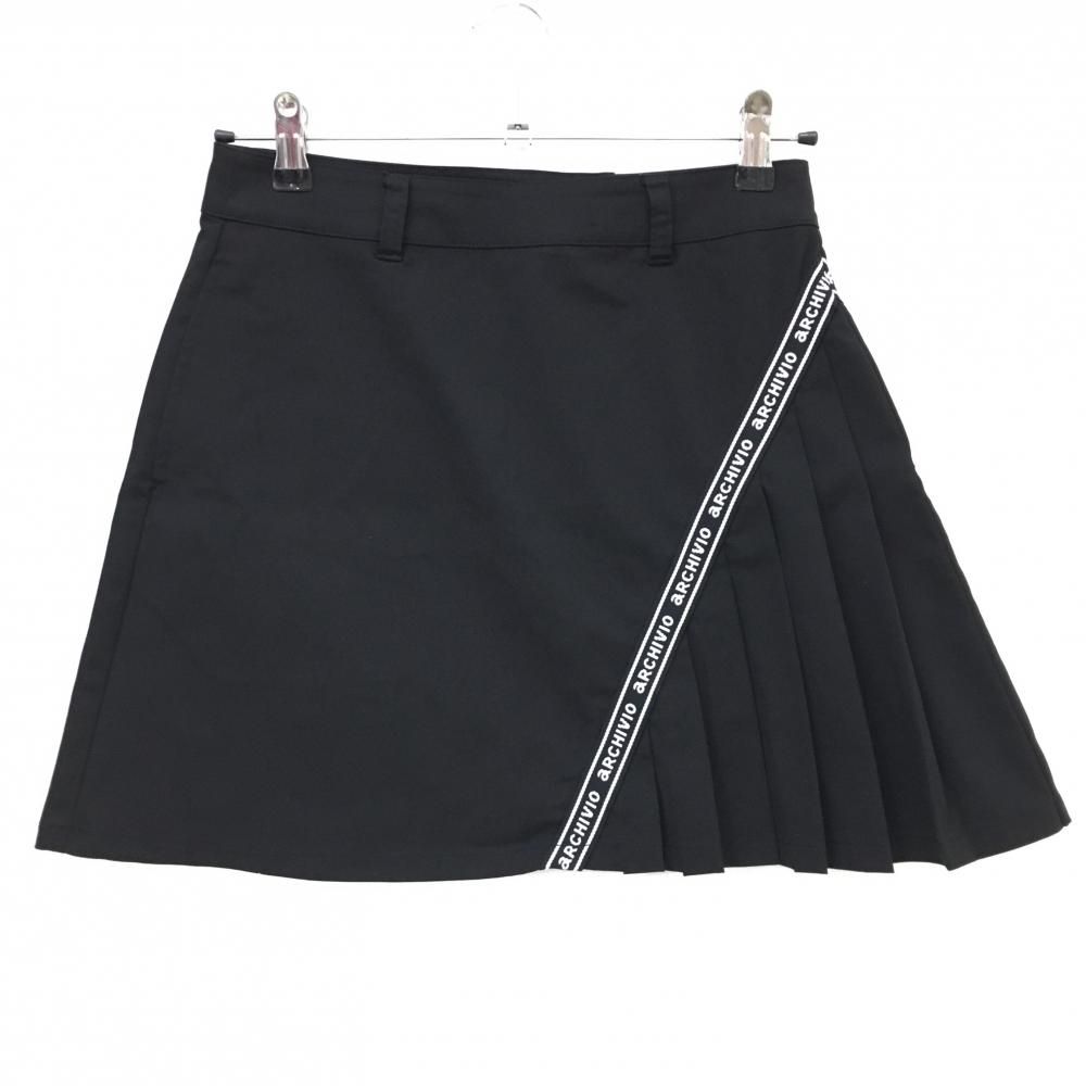 【超美品】アルチビオ スカート 黒×白 一部プリーツ 撥水 ロゴライン レディース 38(M) ゴルフウェア 2025年カタログ掲載モデル archivio 超美品】アルチビオ スカート 黒×白 一部プリーツ 撥水 ロゴライン