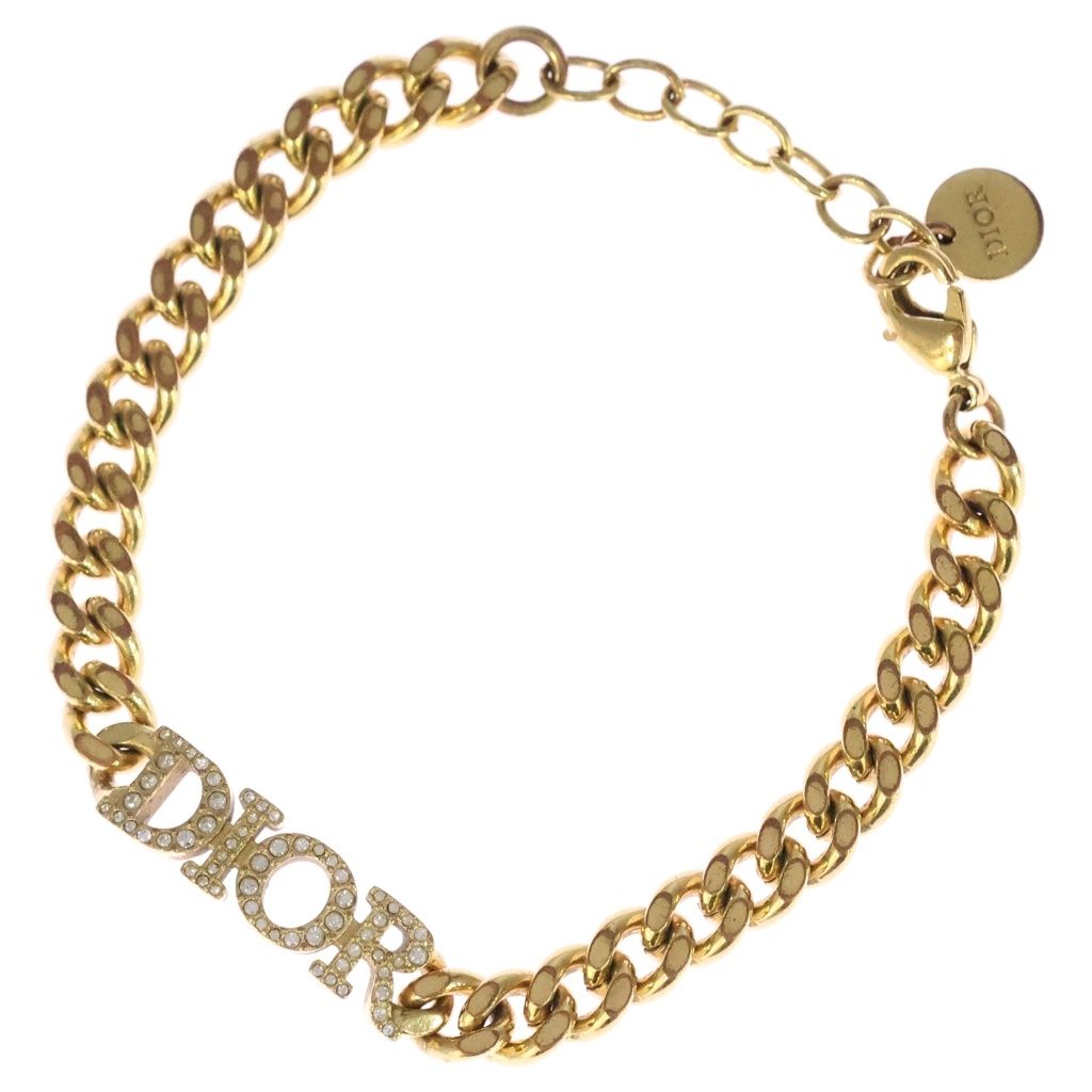 DIOR (ディオール) DIO(R)EVOLUTION B1506DVOCY ディオレボリューション ロゴ ラインストーン ブレスレット ゴールド