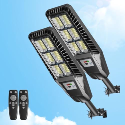 【2個セット】 ソーラー街灯 屋外 LED 高輝度10000LM IP66防水 人感センサー/明るさセンサー付き 自動点灯 防犯ライト ガーデンライト 庭 玄関 門柱 駐車場 通路 リモコン操作 5モード切替 8000mAh大容量電池 国内発送