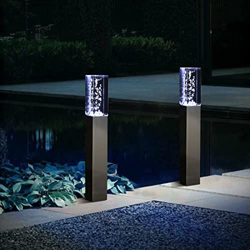 GWSOLAR 6cm角 アクリル スクェア スタイリッシュ ソーラーライト 高さ50cm 2個組 水玉浮ぶ透明感のある光り ホワイト色 自動点灯 自動消灯 IP65 配線不要 簡単設置 ネジ止め 挿し込み可 お庭 玄関先 階段 デッキ ガーデンの灯 国内発送