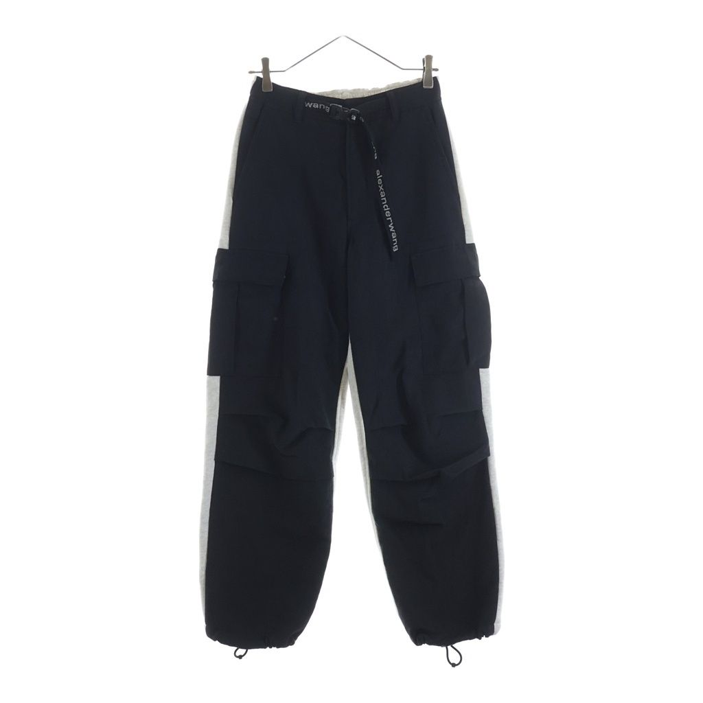 ALEXANDER WANG アレキサンダーワン HYBRID CARGO PANT ハイブリッド素材切替デザインカーゴスウェットパンツ ブラック/グレー - ALEXANDER WANG (アレキサンダーワン) HYBRID CARGO PANT ハイブリッド