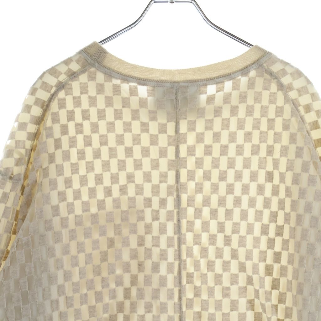 Song for the Mute (ソングフォーザミュート) 17SS シアー チェッカー ジャガード クルーネック長袖Tシャツ ロングスリーブカットソー アイボリー 23-14-0424-042