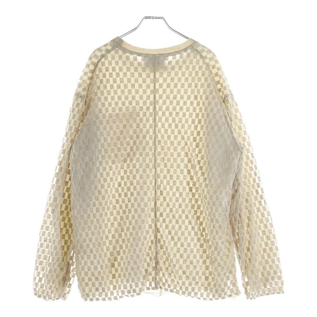 Song for the Mute (ソングフォーザミュート) 17SS シアー チェッカー ジャガード クルーネック長袖Tシャツ ロングスリーブカットソー アイボリー 23-14-0424-042