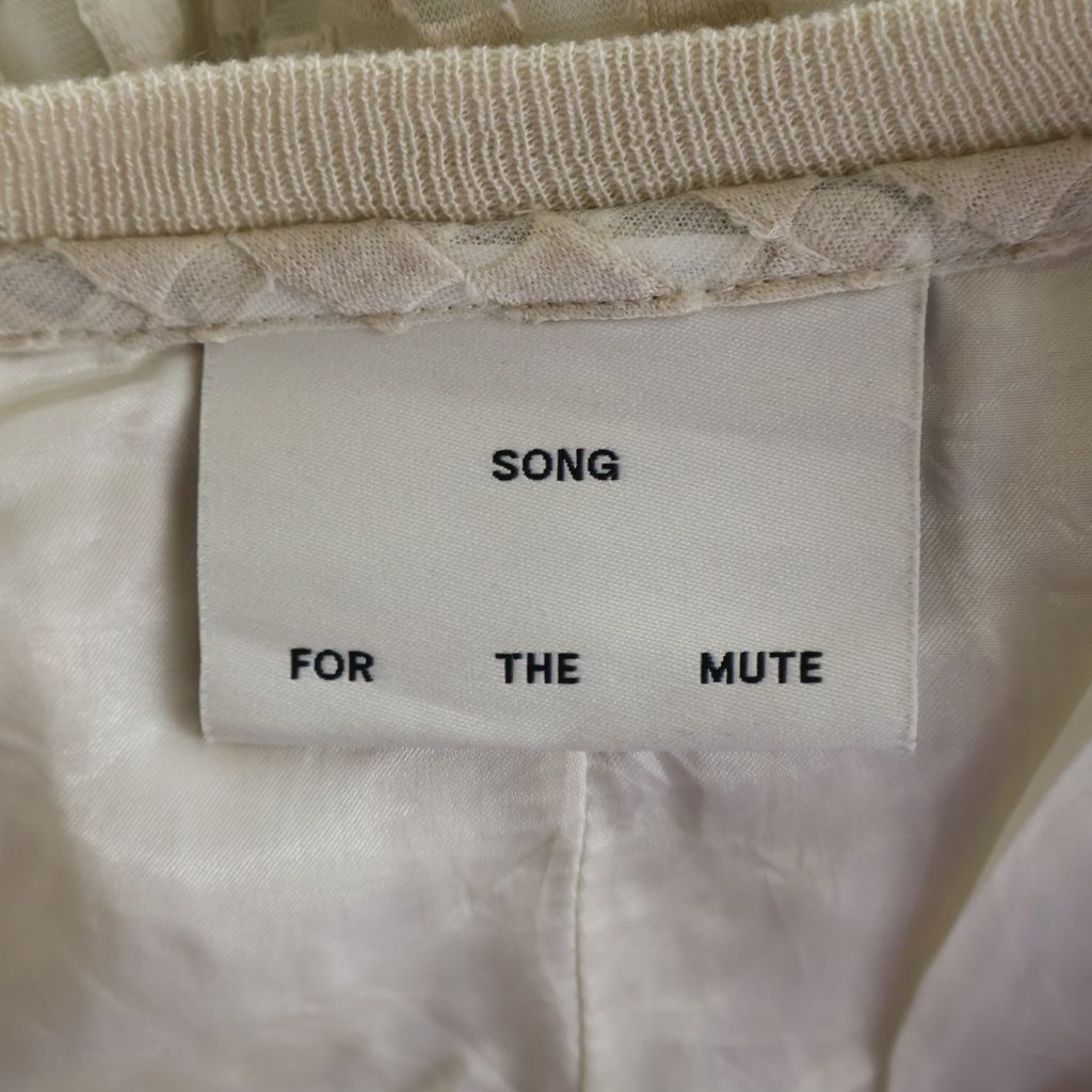 Song for the Mute (ソングフォーザミュート) 17SS シアー チェッカー ジャガード クルーネック長袖Tシャツ ロングスリーブカットソー アイボリー 23-14-0424-042