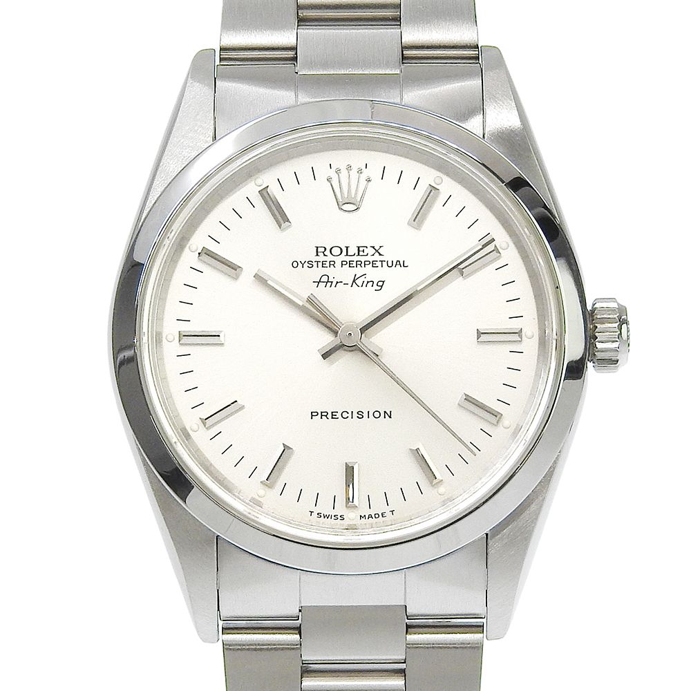 【本物保証】 箱・保付 新品同様 ロレックス ROLEX エアキング 14000 E番 シルバー文字盤 SS 自動巻 約34ミリ メンズ 腕時計