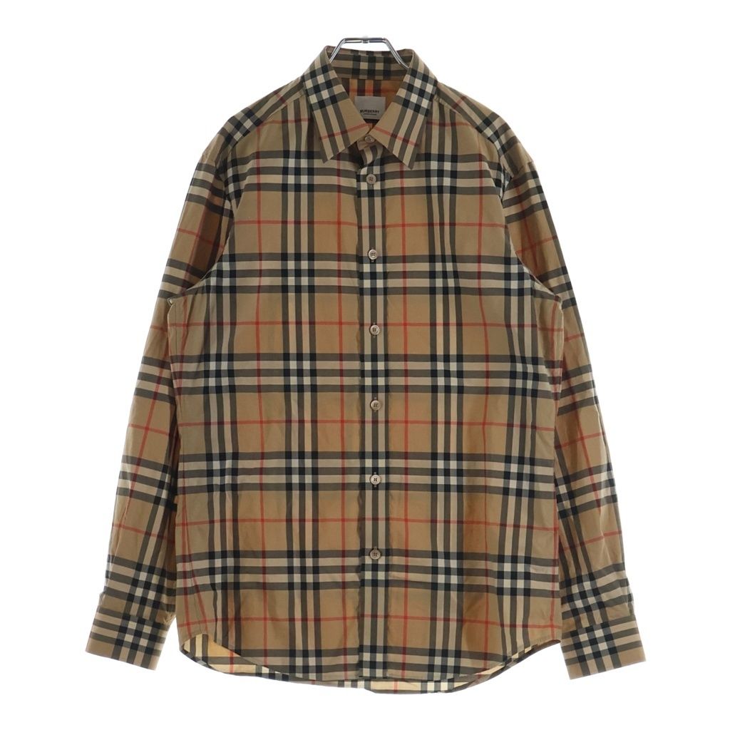 BURBERRY (バーバリー) ノバチェック柄 レギュラーカラー コットン 長袖シャツ ブラウン THTHAGAR129SAM