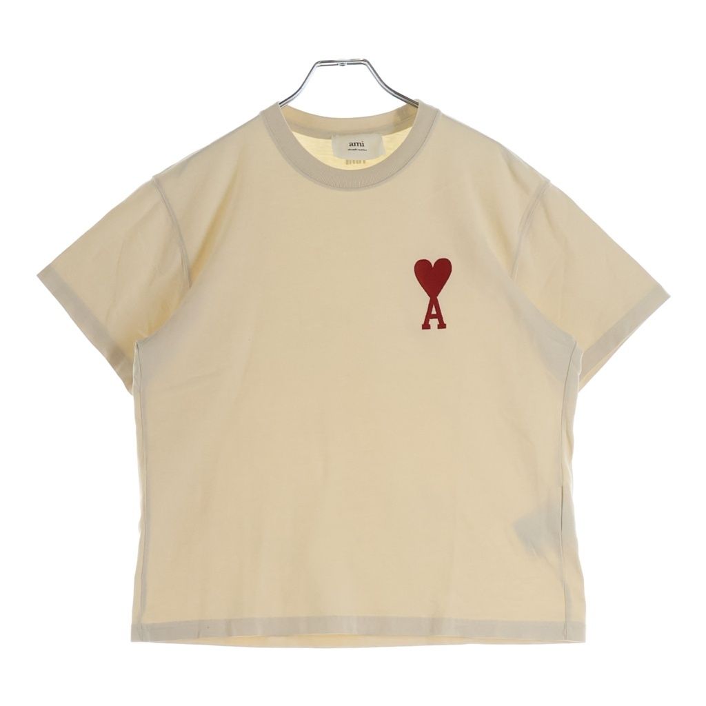 AMI Alexandre Mattiussi (アミアレクサンドルマテュッシ) T-Shirt ハートロゴ刺繍 半袖Tシャツ アイボリー SPEUTS022.726